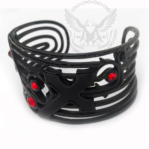 ●BLACKPURPLE● Calix Half l Cuff Bracelet (本革) Amazon.com: HZMAN Black Death Skull Leather Cuff Bracelet