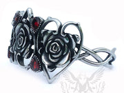 Heart and Rose Cuff Bracelet