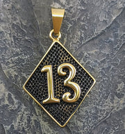 Diamond 13 Pendant - Black and Gold