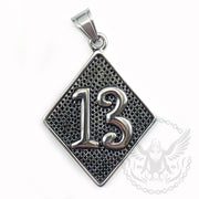 Diamond 13 Pendant - Black and Silver