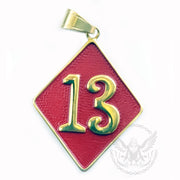 Diamond 13 Pendant - Red and Gold