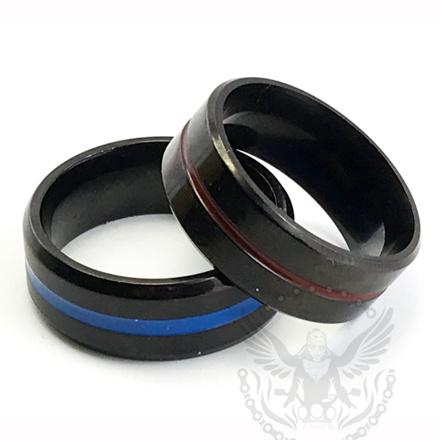 Thin Red Line Band Ring