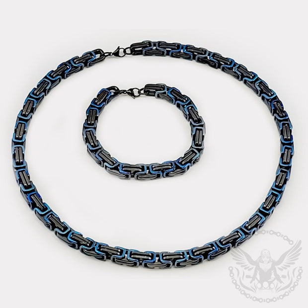 Mechanic Chain Necklace - Black and Blue
