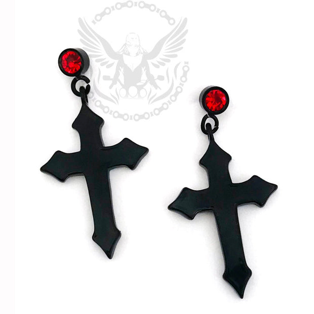 Black Cross Earrings