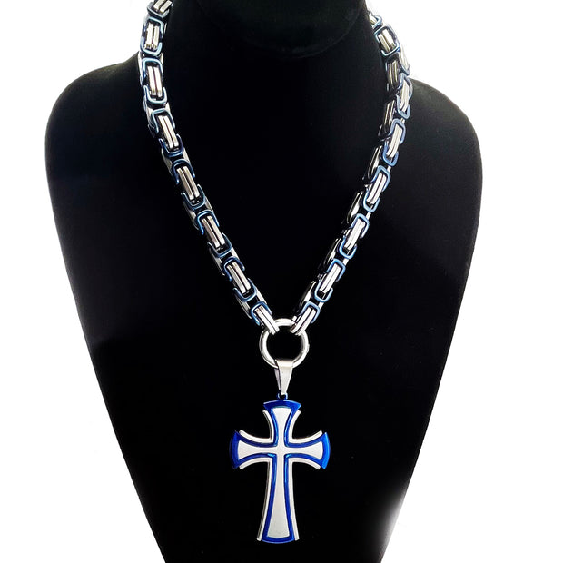 Cross - Blue and Silver