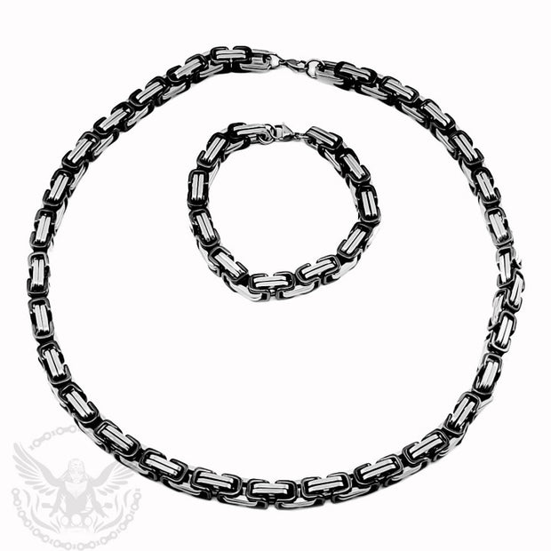 Mechanic Chain Necklace - Black and Silver