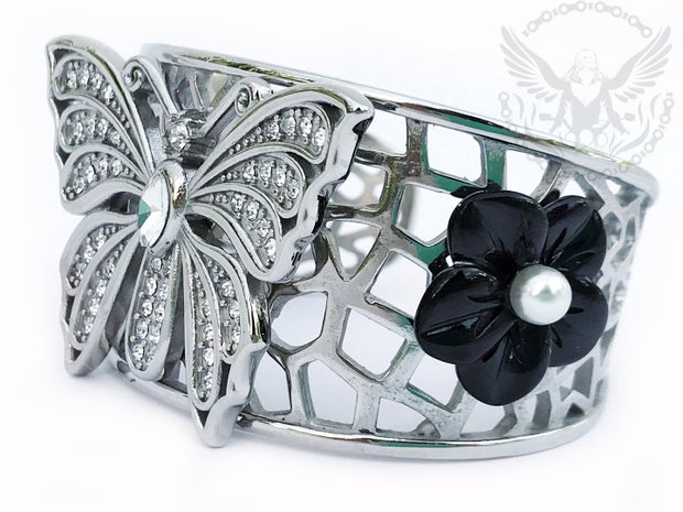 Lalique Papillon Silver & Blue Crystal Bracelet