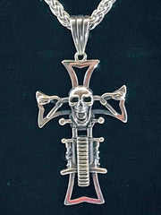 Motorcycle Cross with Headlight Skull