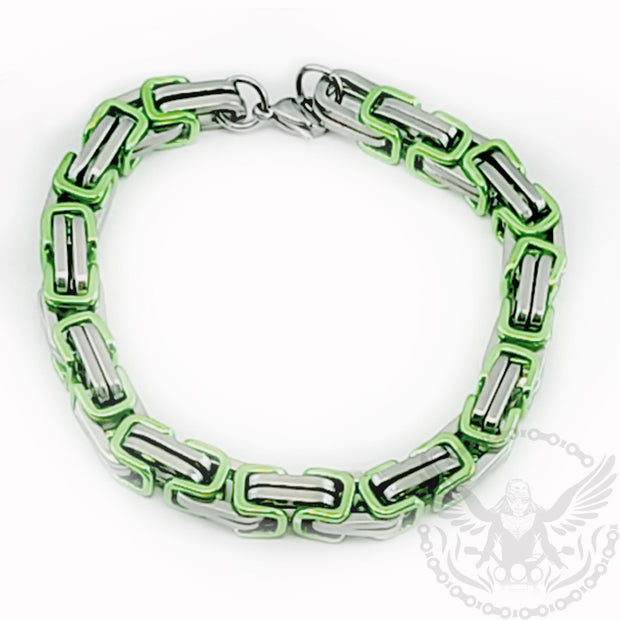 Mechanic Chain Bracelet - Green and Silver