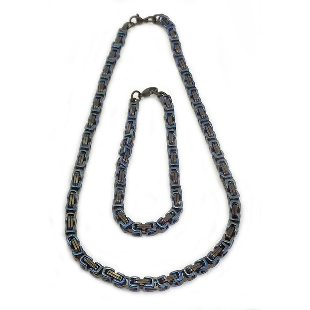 Mechanic Chain Necklace - 5mm Black and Blue
