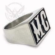 MC Motorcycle Club Ring - Black and Silver