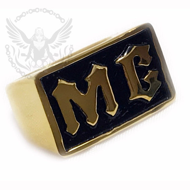 MC Motorcycle Club Ring - Gold and Black