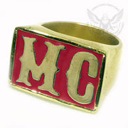 MC Motorcycle Club Ring - Red and Gold
