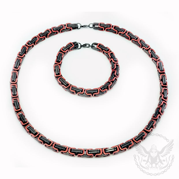 Mechanic Chain Necklace - Red and Black