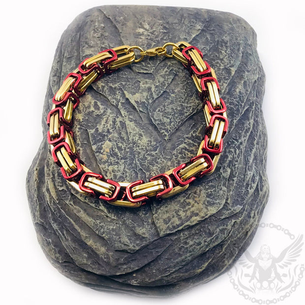 Mechanic Chain Bracelet - Red and Gold