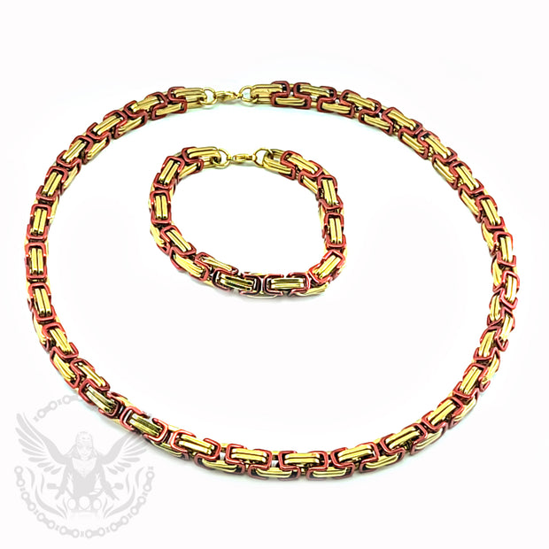 Mechanic Chain Necklace - Red and Gold