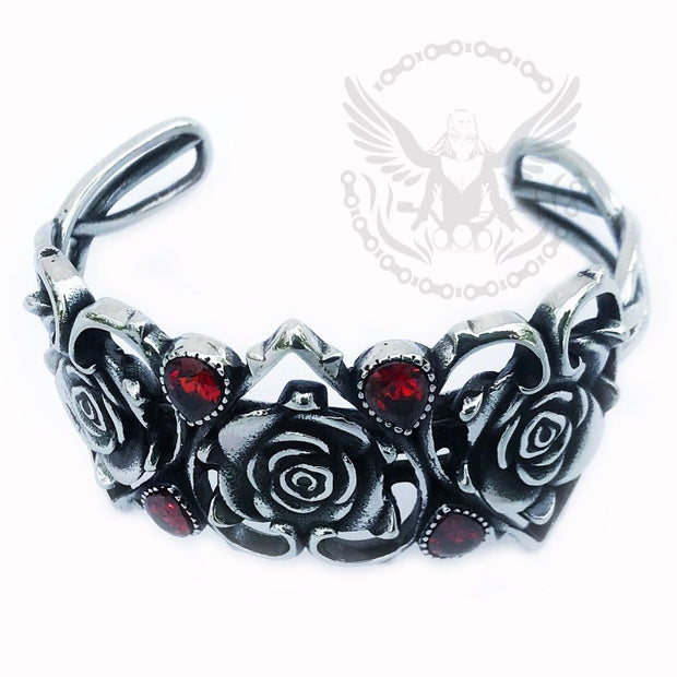 Heart and Rose Cuff Bracelet