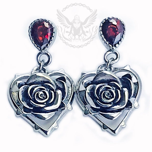 Heart and Rose Earrings