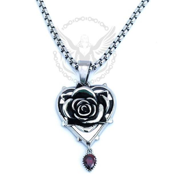 Heart and Rose Pendant
