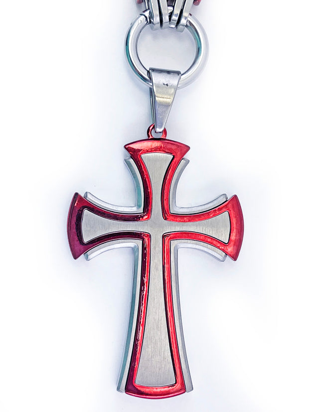 Cross - Red and Silver