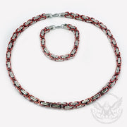 Mechanic Chain Necklace - Red and Silver