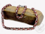 Mechanic Chain Necklace - Red and Silver